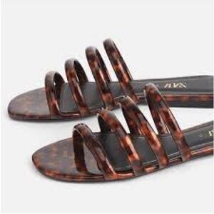 Zara tortoiseshell flat sandals